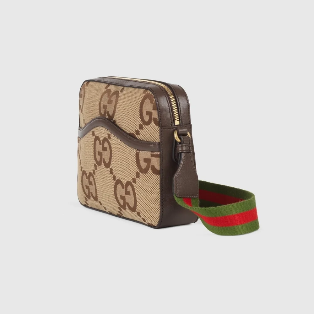 Gucci Beige & Brown Jumbo GG Messenger Bag